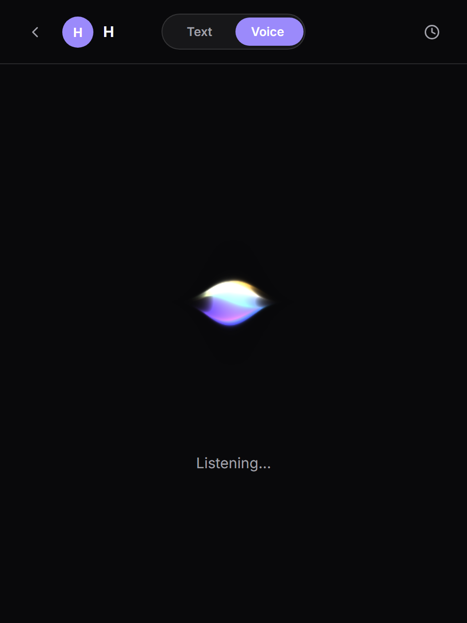 H AI voice mode with listening orb